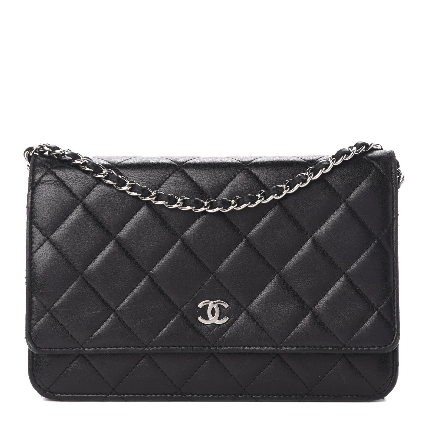 Chanel Lambskin Quilted Wallet On Chain WOC Black 1 of 13