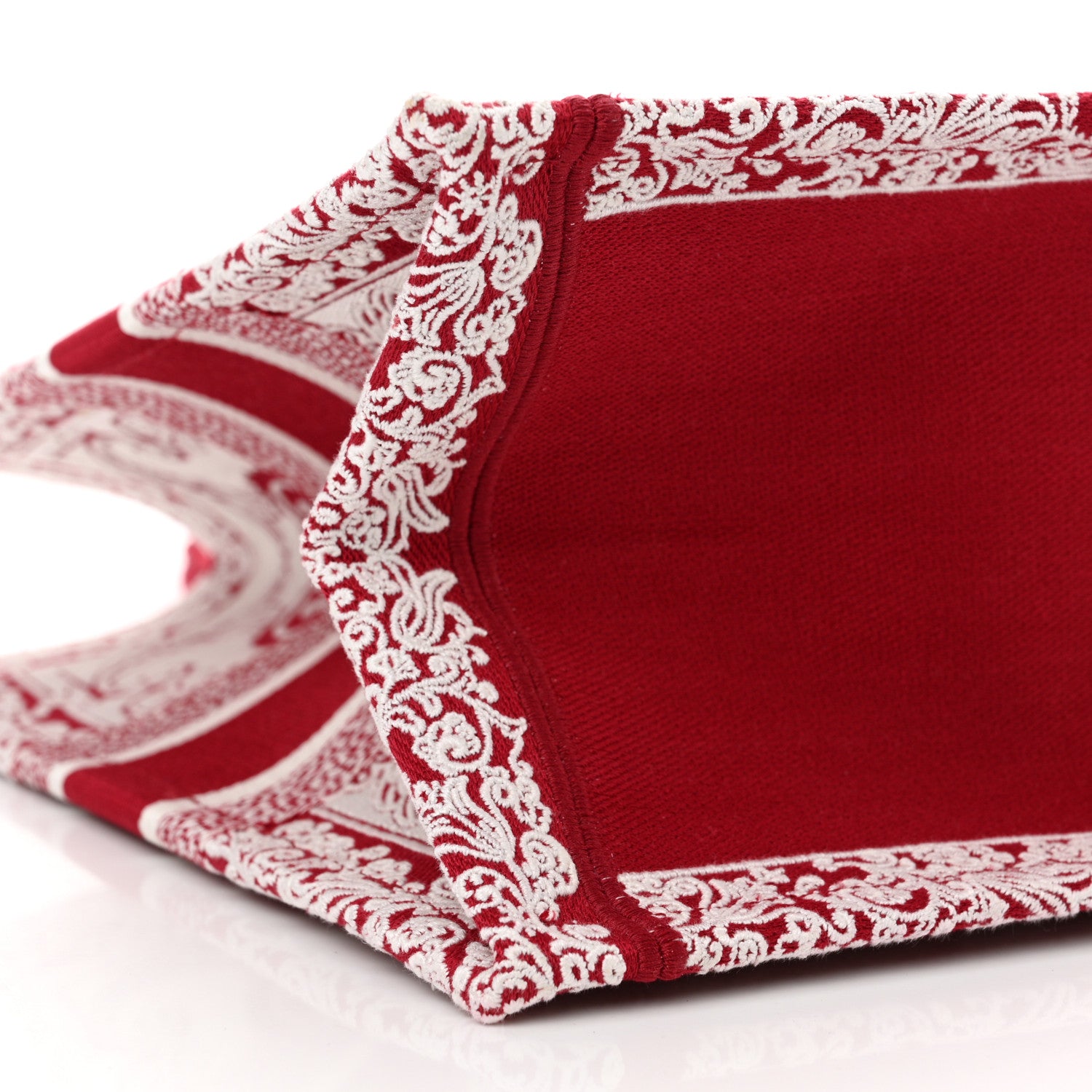 Christian Dior Canvas Embroidered Medium Book Tote Red White 9 of 12