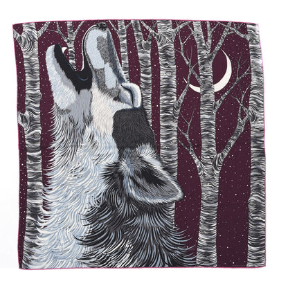 Hermes Cashmere Silk Wool Awooooo Scarf 100 Prune Gris Bleu Glacier 1 of 4
