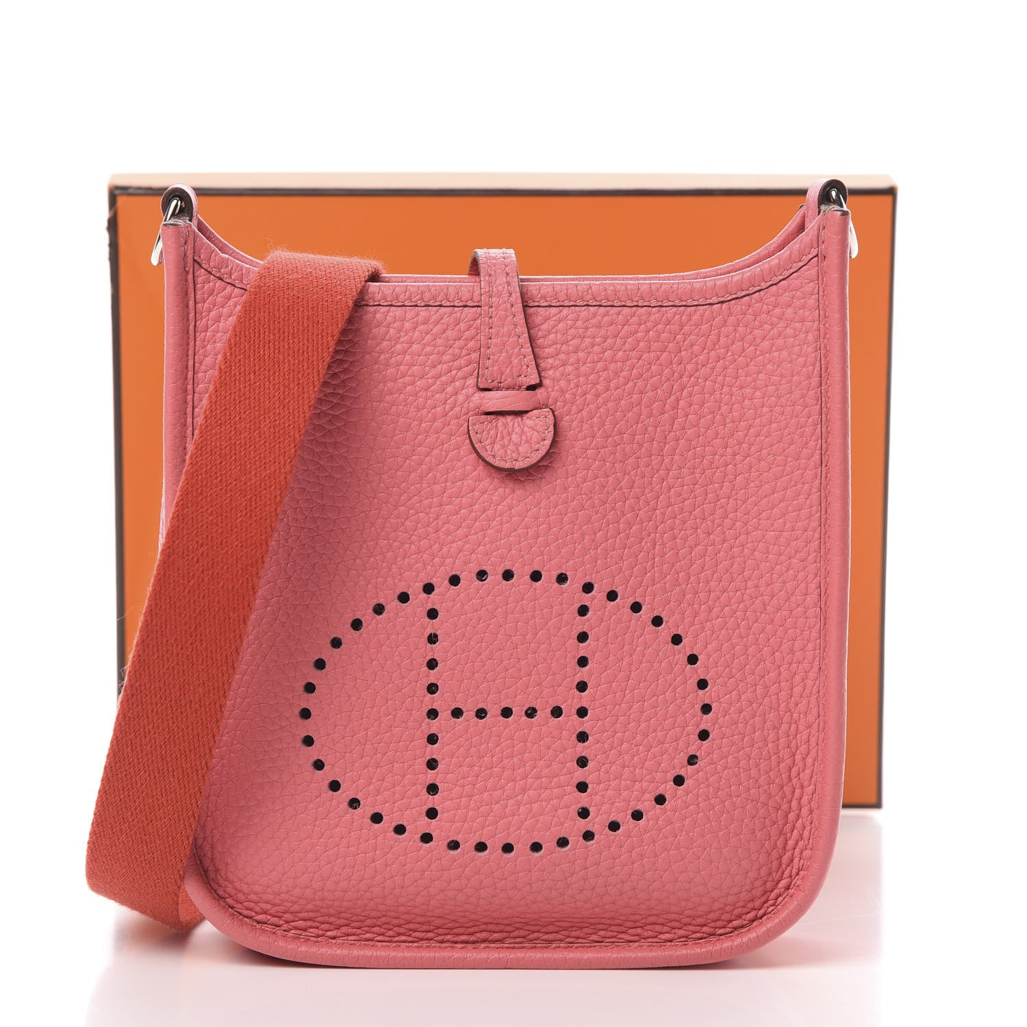 Hermes Taurillon Clemence Amazone Evelyne TPM Rose Azalee Rouge Pivoine 11 of 11