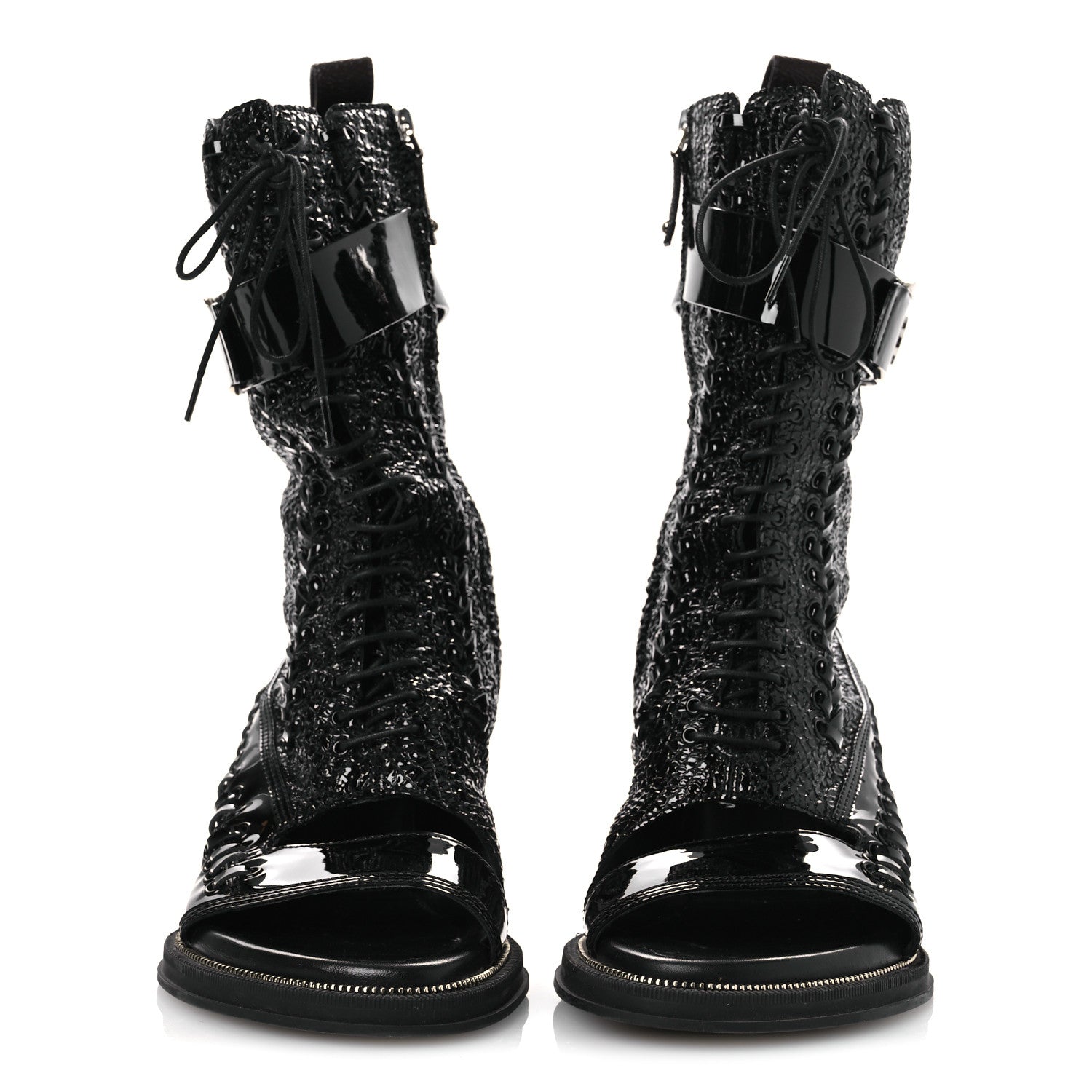 Louis Vuitton Patent Goatskin Monogram Moonlight Half Boots 37 Black 3 of 12