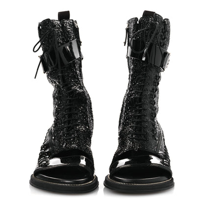Louis Vuitton Patent Goatskin Monogram Moonlight Half Boots 37 Black 3 of 12