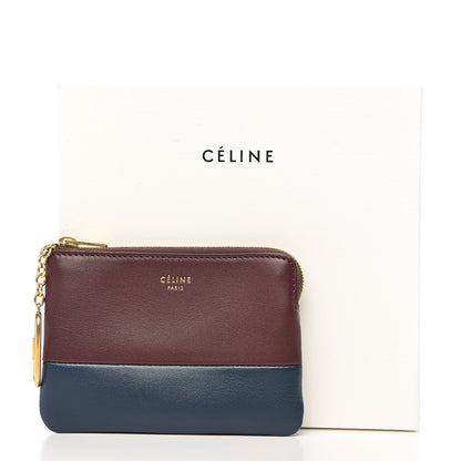 Celine Lambskin Bi-Color Solo Coin Card Case Wine Abyss Blue 8 of 8