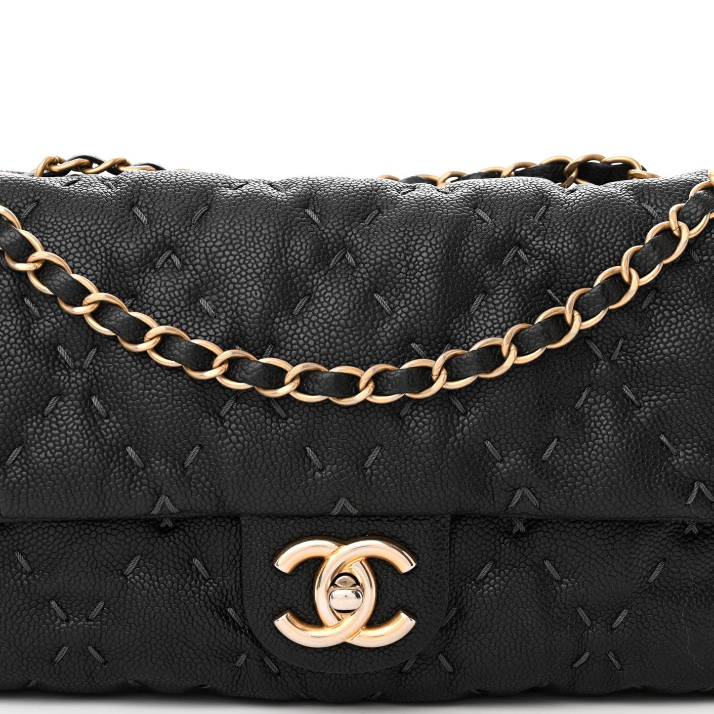 Caviar Wild Stitch Flap Black