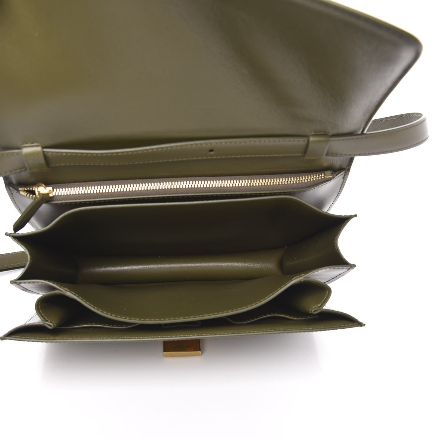 Box Calfskin Medium Classic Box Flap Bag Army Green