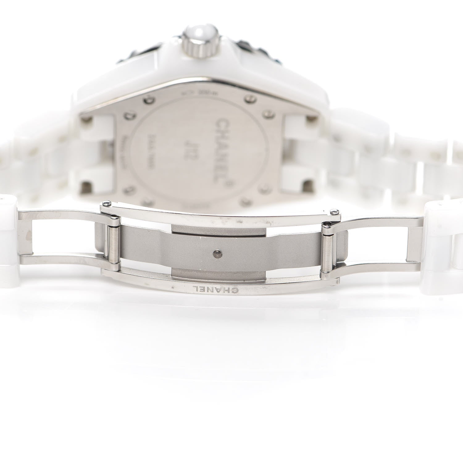 Chanel Stainless Steel Ceramic Diamond 33mm J12 Quartz Watch White 6 of 6