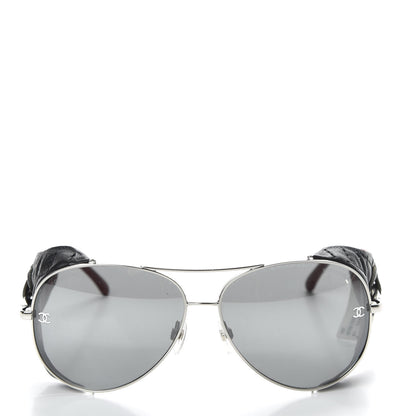 Chanel Titanium Lambskin CC Pilot Sunglasses 4192 Q Black 2 of 9