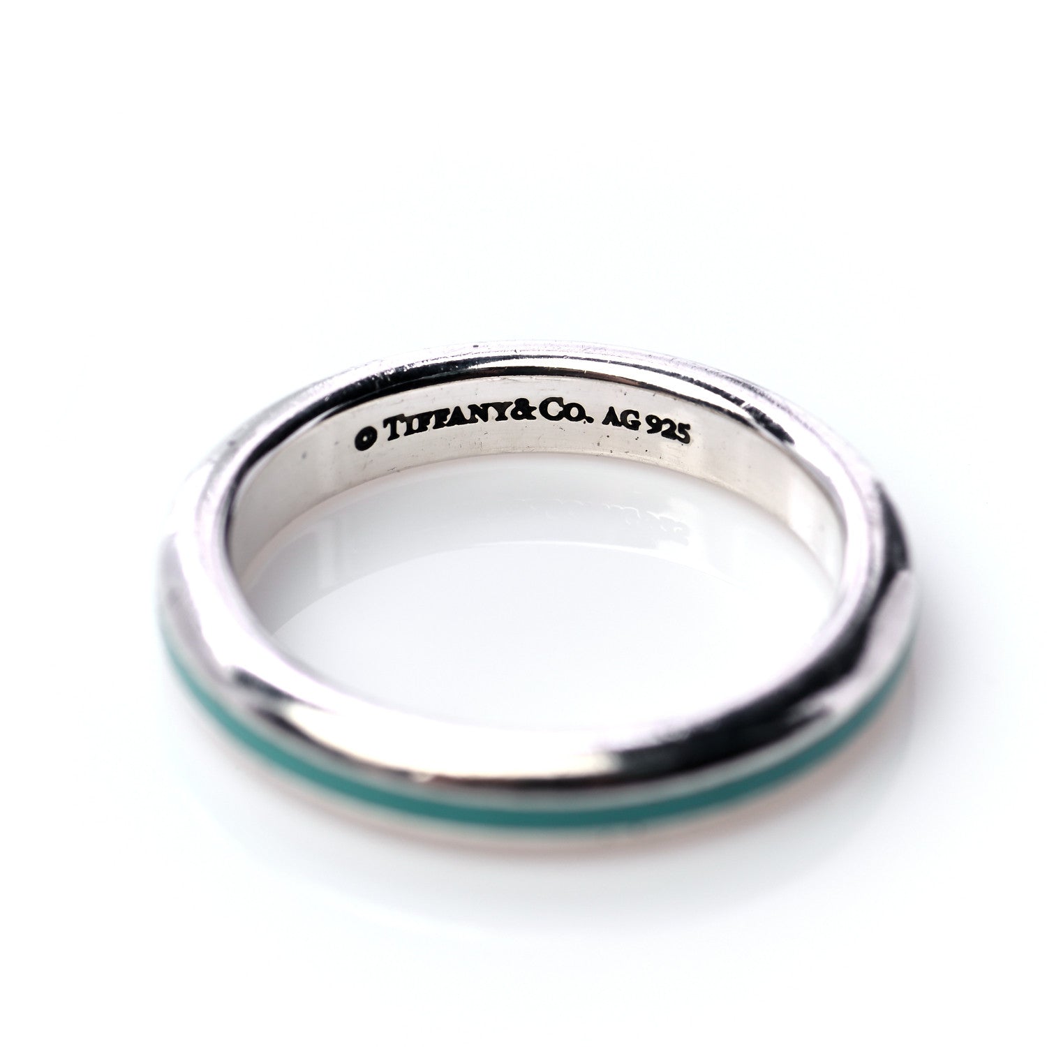 Tiffany Sterling Silver Enamel Stackable Ring Blue 48 4.5 4 of 4