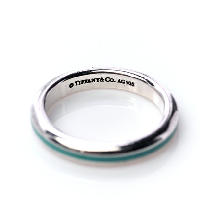 Tiffany Sterling Silver Enamel Stackable Ring Blue 48 4.5 4 of 4