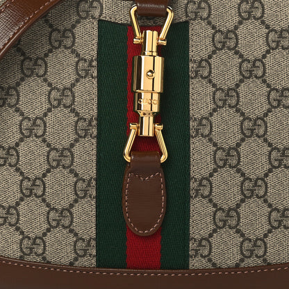 Gucci GG Supreme Monogram Azalea Calfskin Web Small Jackie 1961 Hobo Beige Ebony Brown Sugar 8 of 8