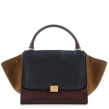 Celine Smooth Calfskin Suede Medium Tri-Color Trapeze Burgundy 1 of 7
