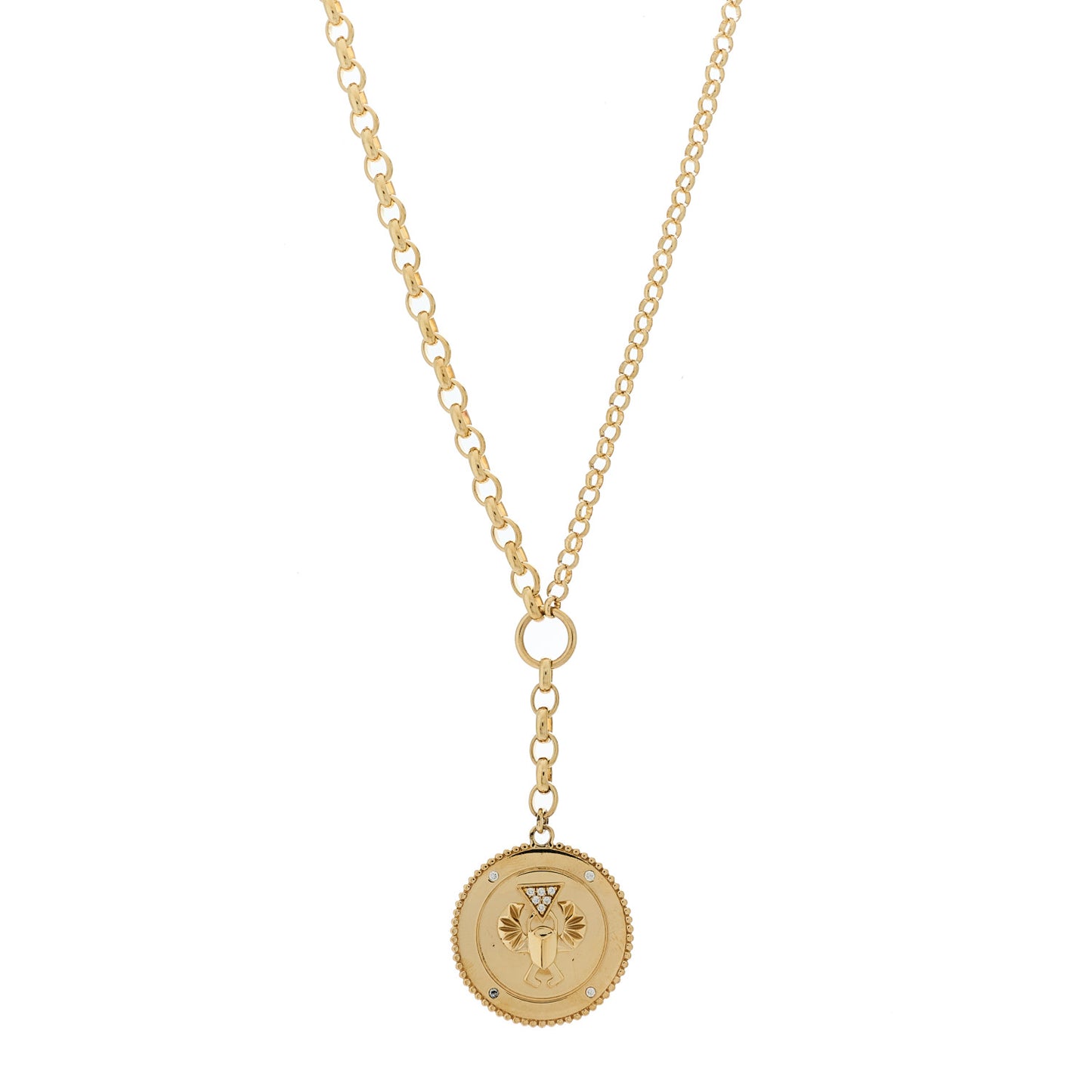 18K Yellow Gold Diamond Protection Large Mixed Belcher Extension Chain Necklace