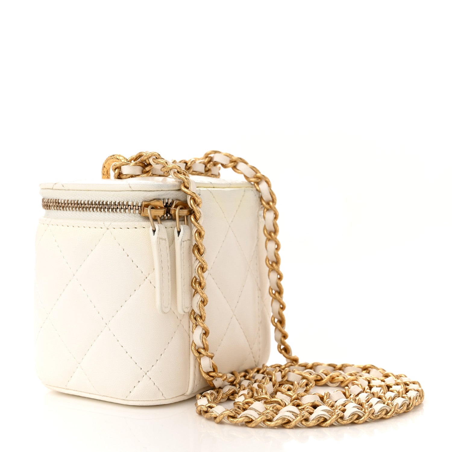Chanel Lambskin Quilted CC Mini Vanity Case With Chain White 3 of 11
