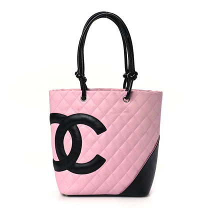 Chanel Calfskin Quilted Medium Cambon Tote Pink Black 1 of 11
