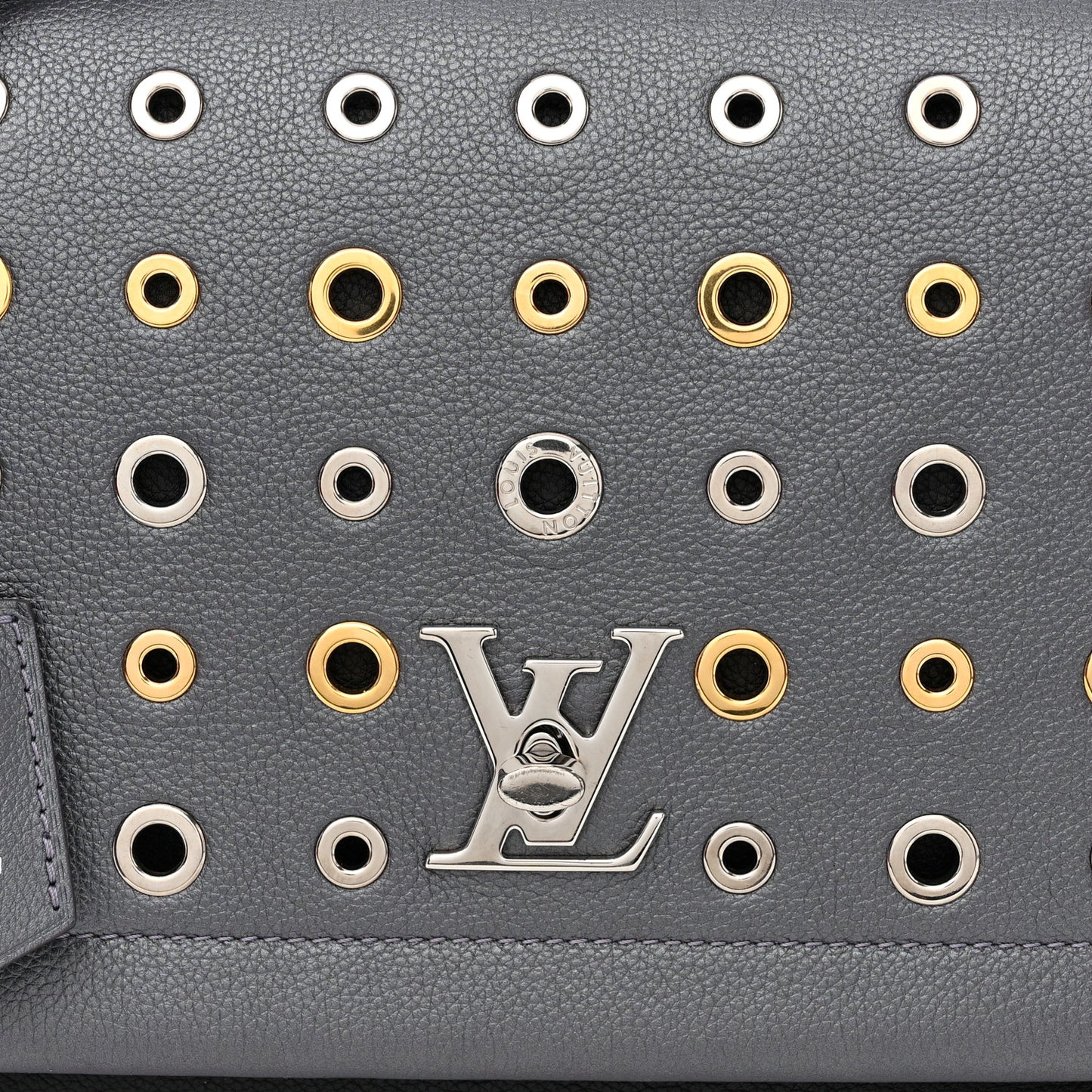 LOUIS VUITTON Soft Calfskin Eyelet Lockme II Top Handle Gris Silver