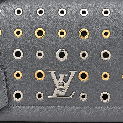 Louis Vuitton LOUIS VUITTON Soft Calfskin Eyelet Lockme II Top Handle Gris Silver 9 of 12