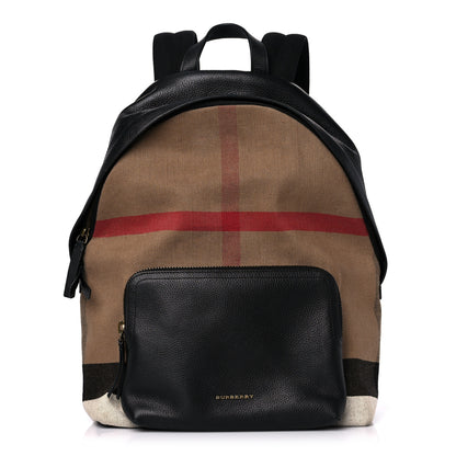 Burberry Mega Check Calfskin Abbeydale Simple Backpack Black Camel 1 of 11