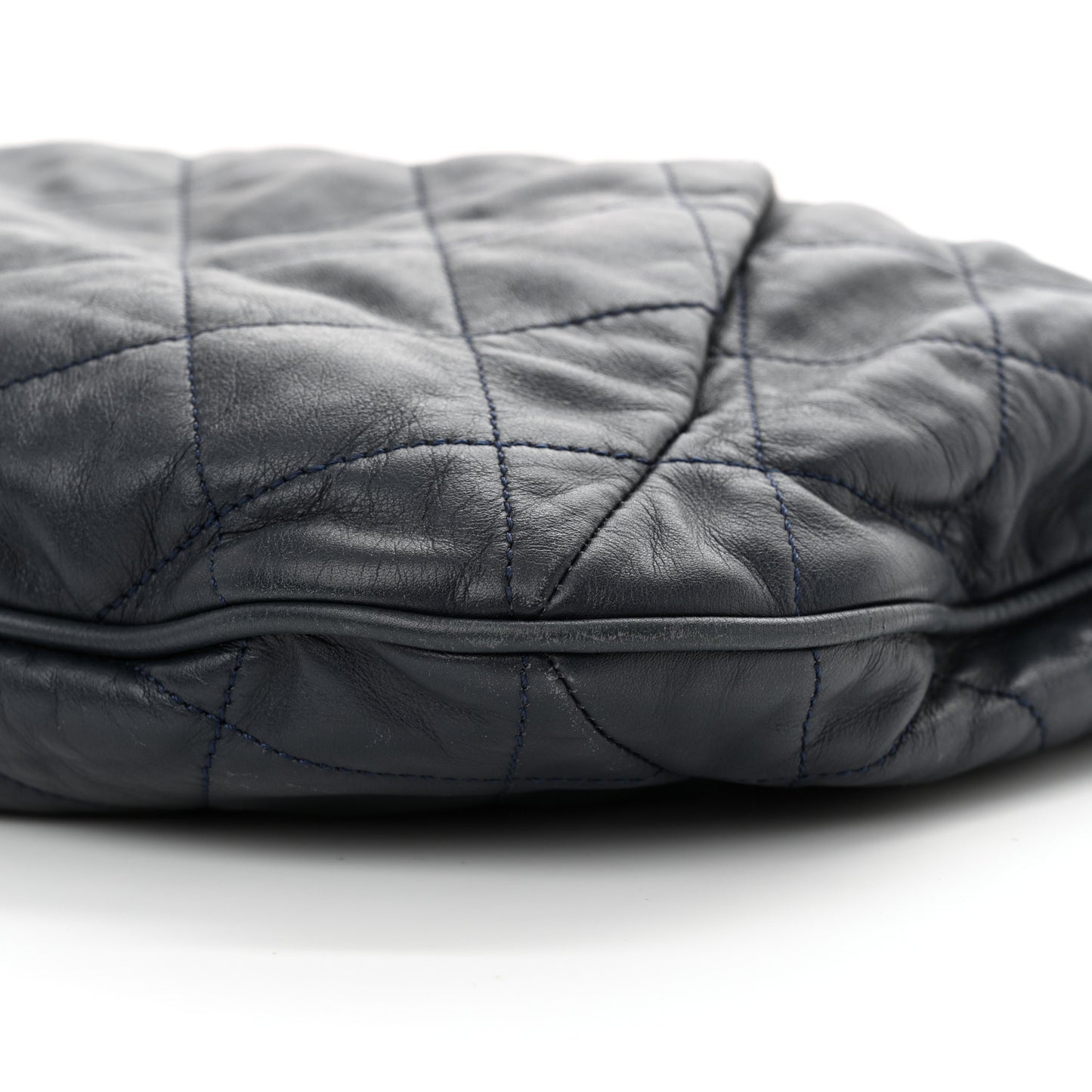 Calfskin Coco Pleats Hobo Dark Blue