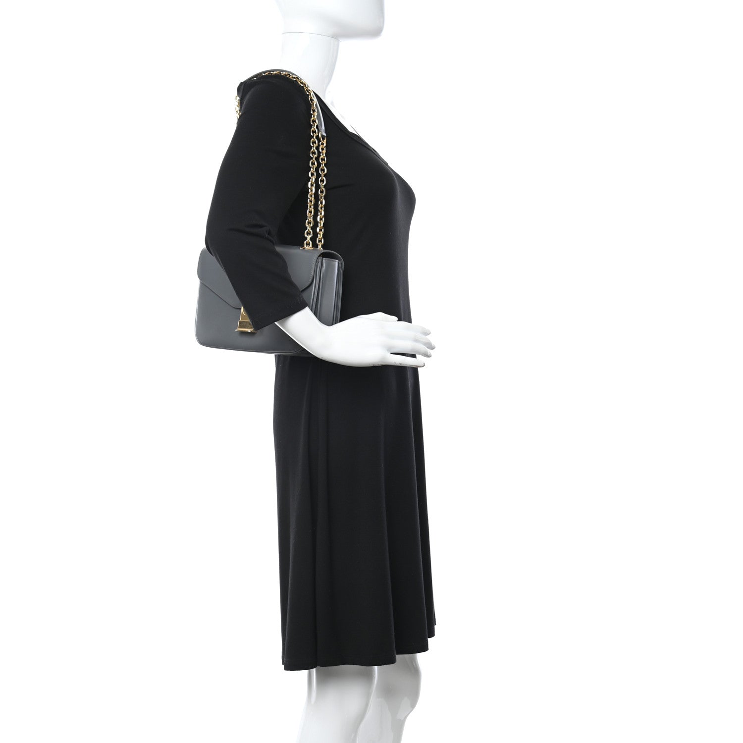 Celine Shiny Calfskin Medium C Bag Pale Grey 2 of 12