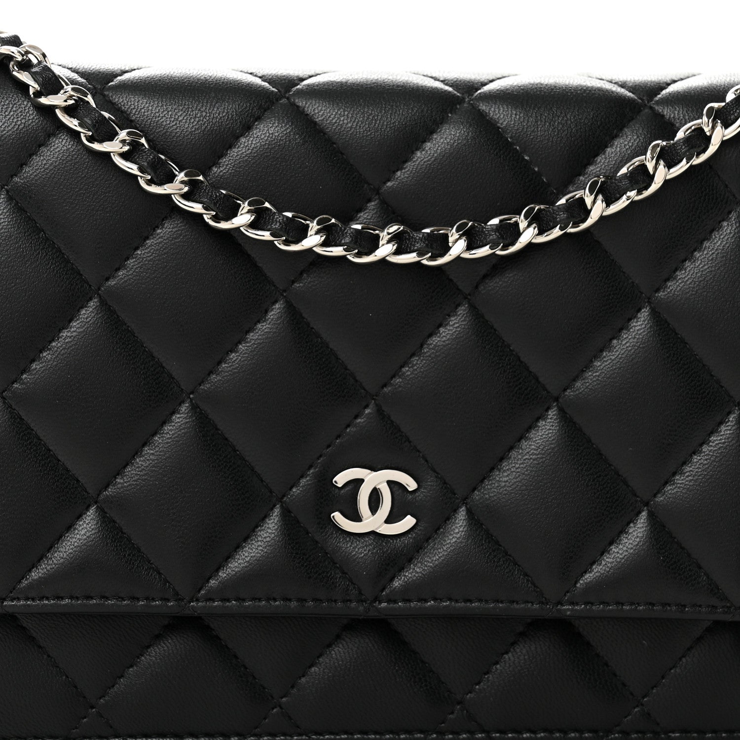 Chanel Lambskin Quilted Wallet On Chain WOC Black 9 of 11