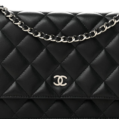 Chanel Lambskin Quilted Wallet On Chain WOC Black 9 of 11
