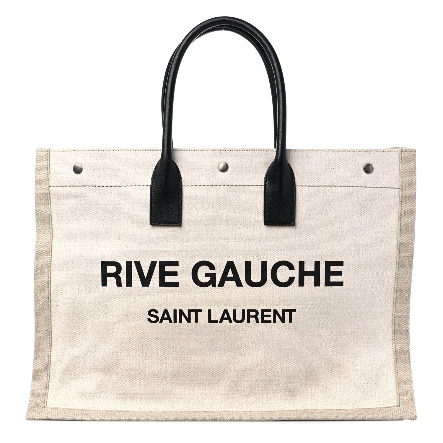 Saint Laurent Linen Calfskin Rive Gauche Tote Optic White 1 of 9