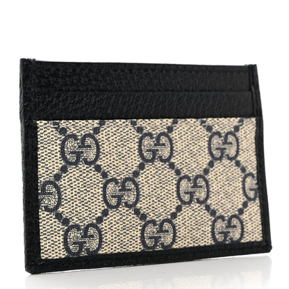 Gucci GG Supreme Monogram Textured Dollar Calfskin Retro Interlocking G Card Holder Beige Blue 3 of 7