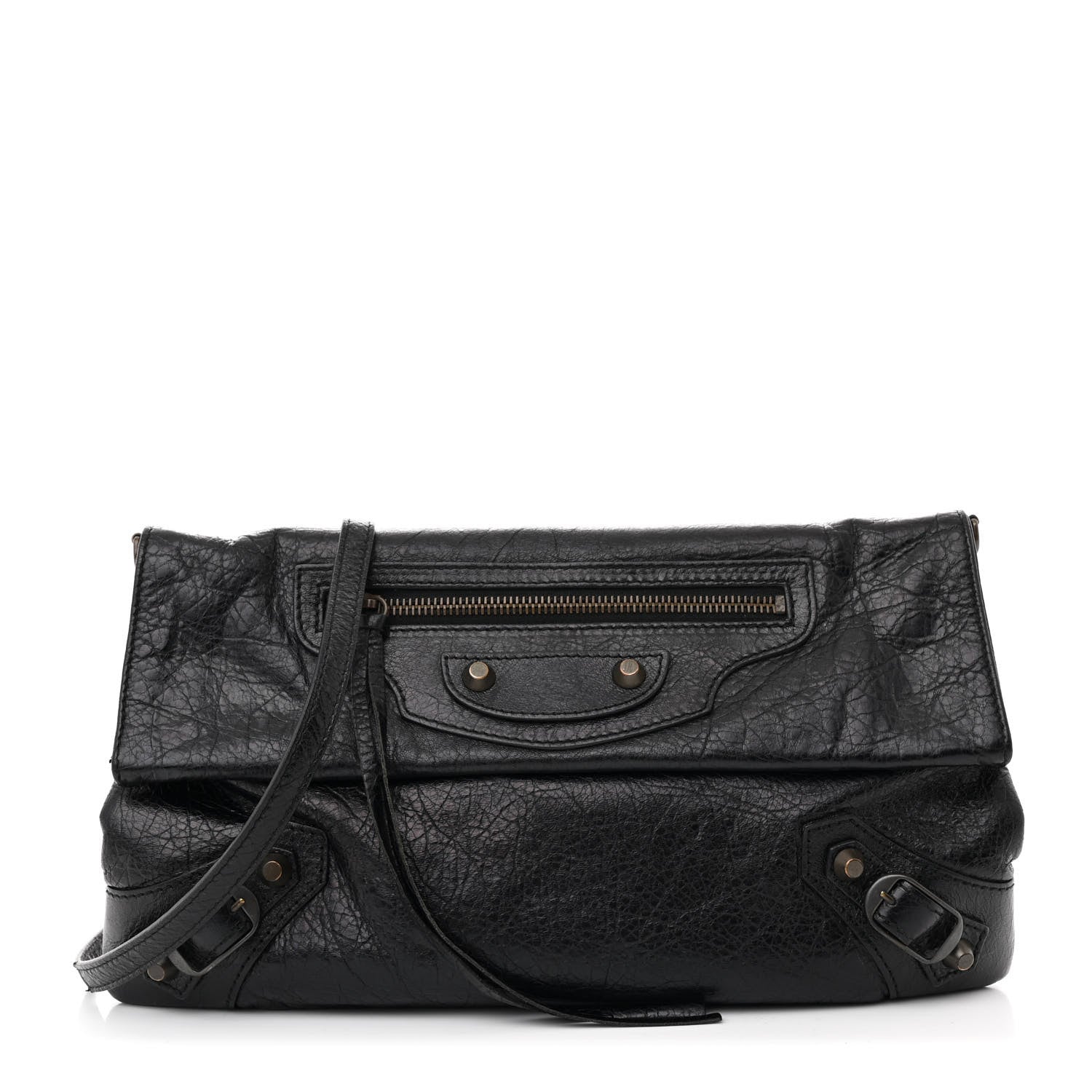 Balenciaga Agneau Classic Hardware Envelope Strap Clutch Black 1 of 11
