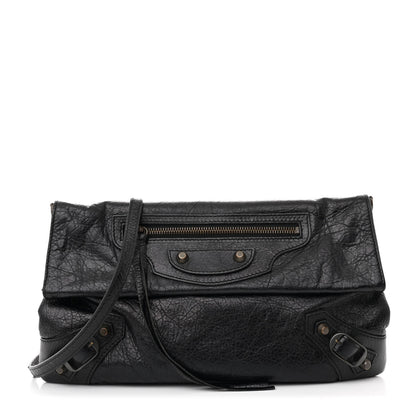 Balenciaga Agneau Classic Hardware Envelope Strap Clutch Black 1 of 11