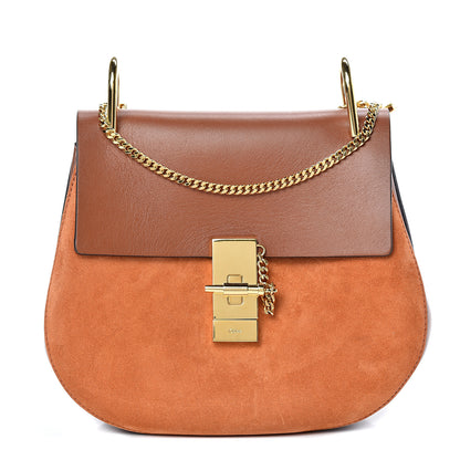 Chloe Suede Smooth Calfskin Drew Shoulder Bag Classic Tobacco 1 of 12