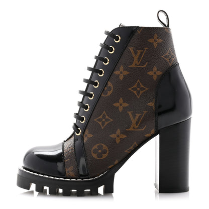 Louis Vuitton Patent Calfskin Monogram Star Trail Ankle Boots 37 Black 1 of 9