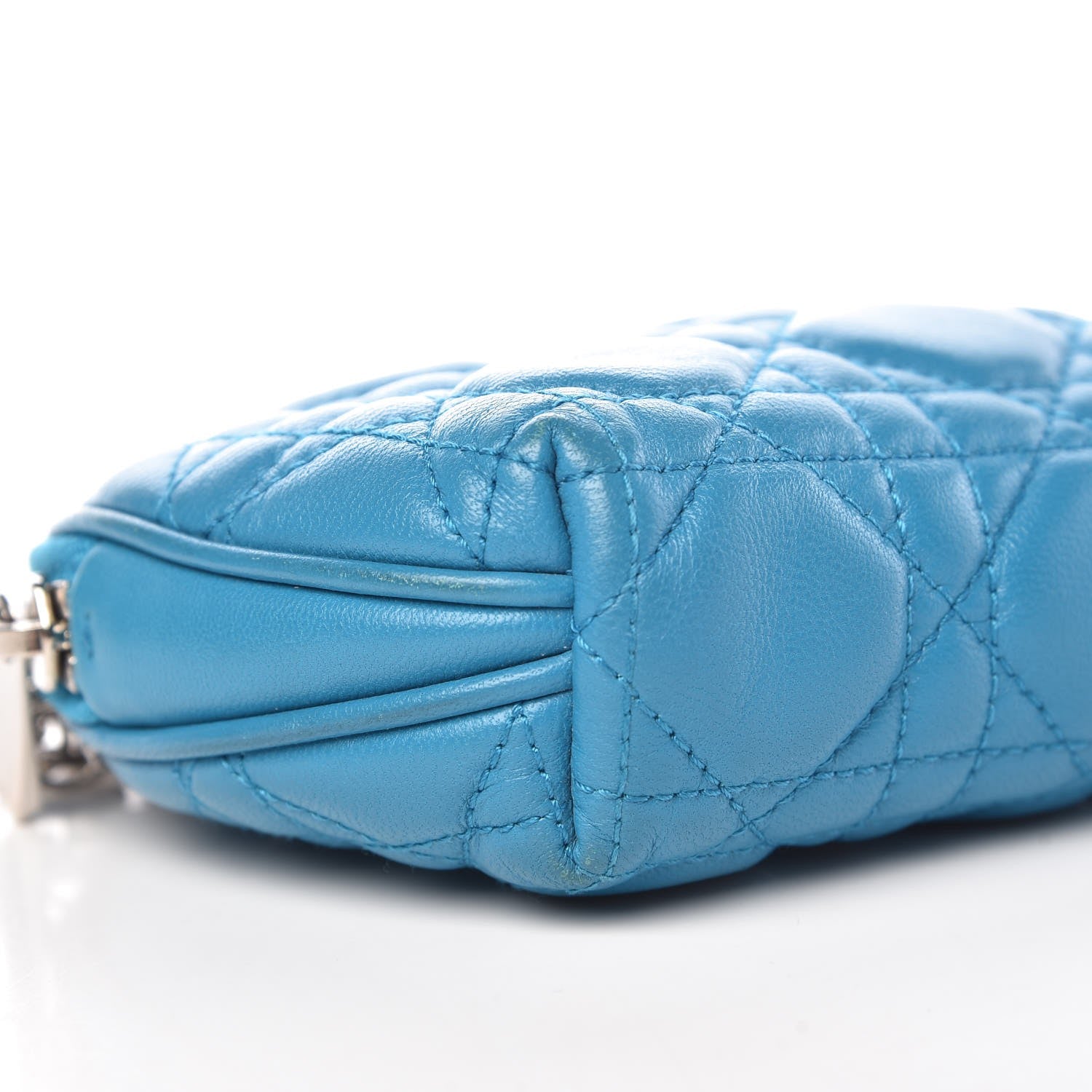 Christian Dior Lambskin Cannage Cosmetic Case Turquoise 9 of 10