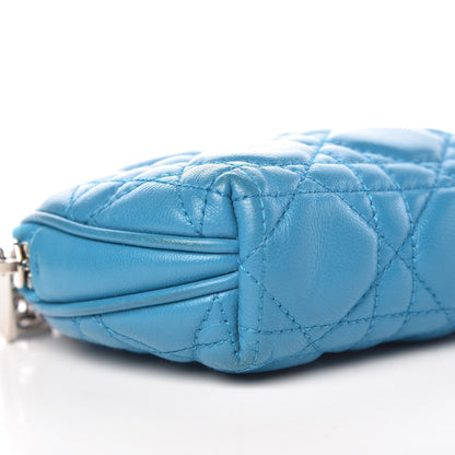 Christian Dior Lambskin Cannage Cosmetic Case Turquoise 9 of 10