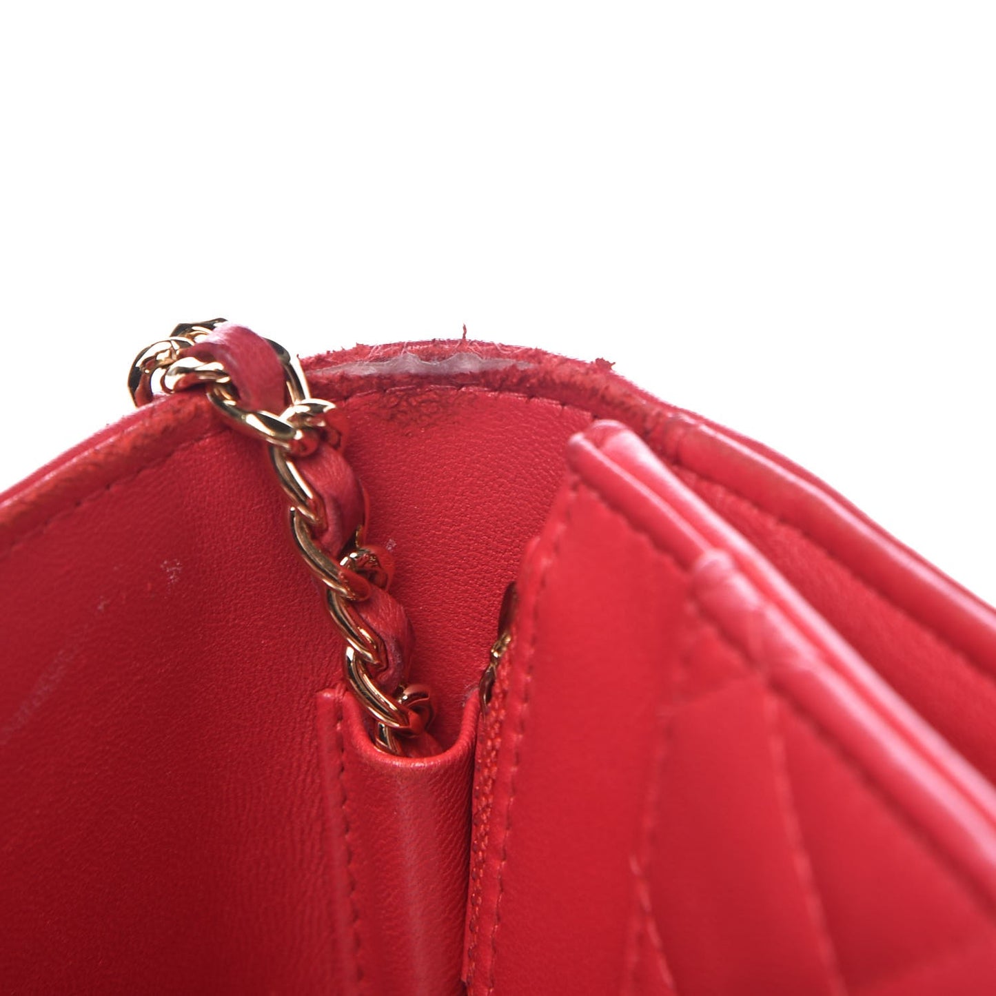 Lambskin Quilted Boy Wallet On Chain WOC Red