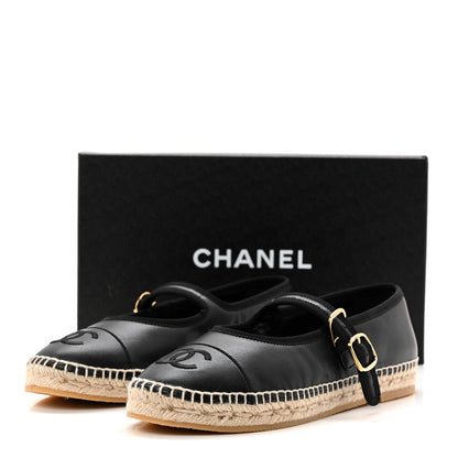 Chanel Lambskin Jute Mary Jane Flats 40 Black 10 of 10