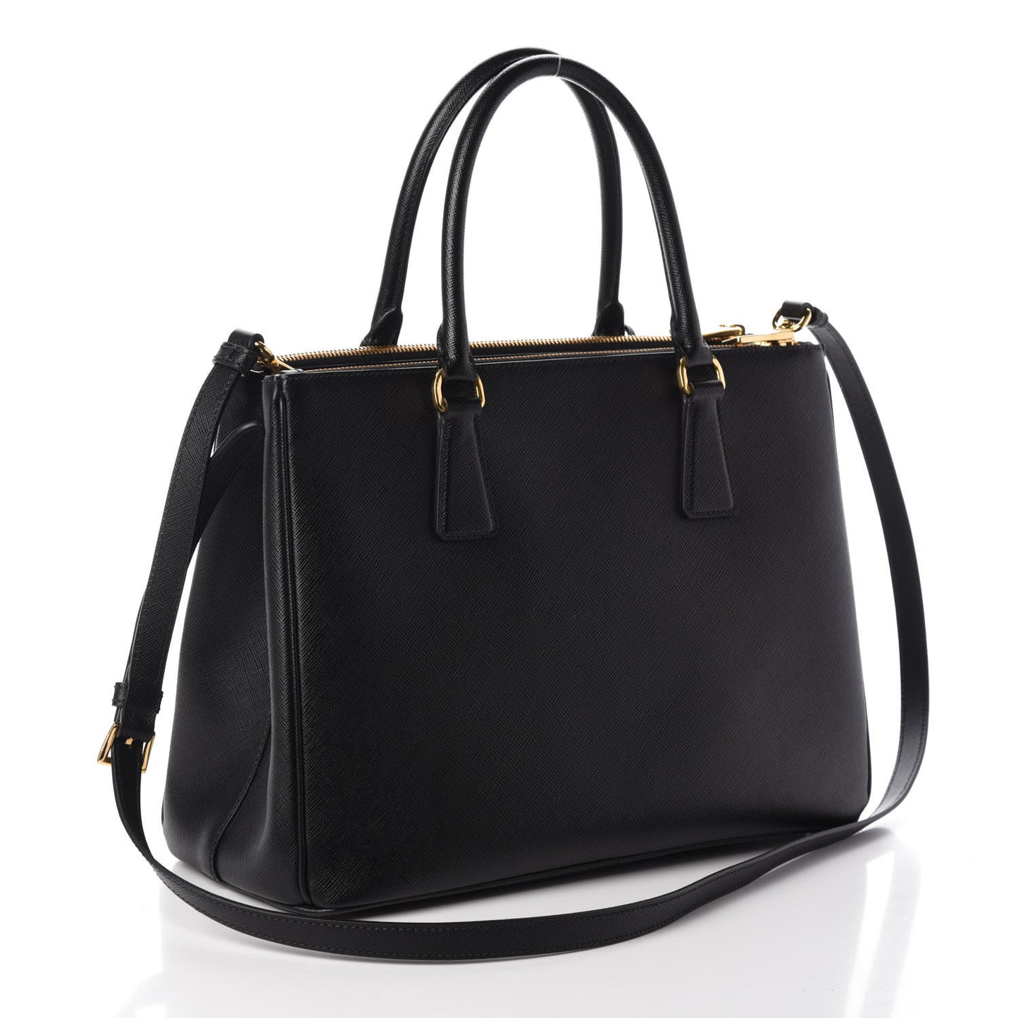 Saffiano Medium Galleria Double Zip Tote Black