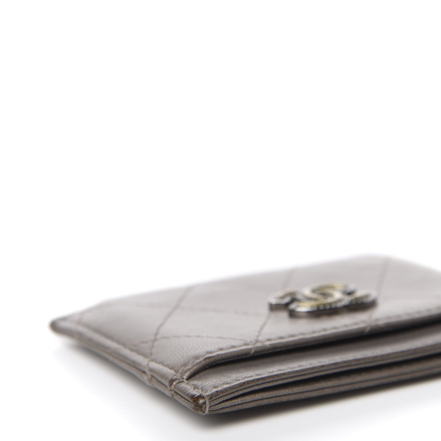 Chanel Lambskin Quilted CC Card Holder Dark Grey 11 of 13