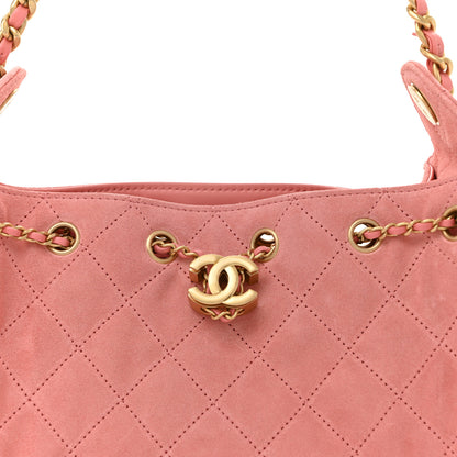 Chanel Suede Quilted Mini Chanel 25 Handbag Pink 8 of 11