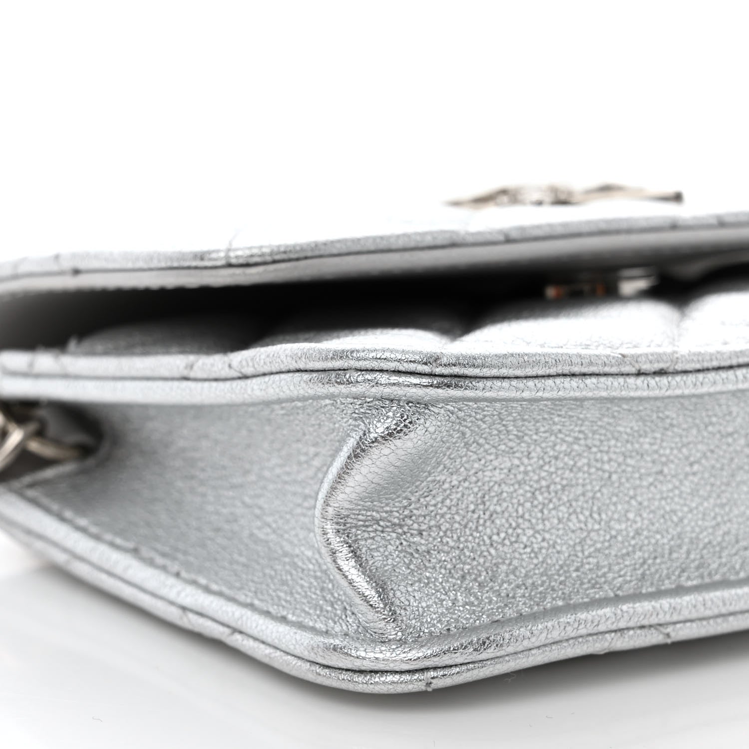 Chanel Metallic Goatskin Quilted Star Flap Waist Belt Bag Silver 11 of 13