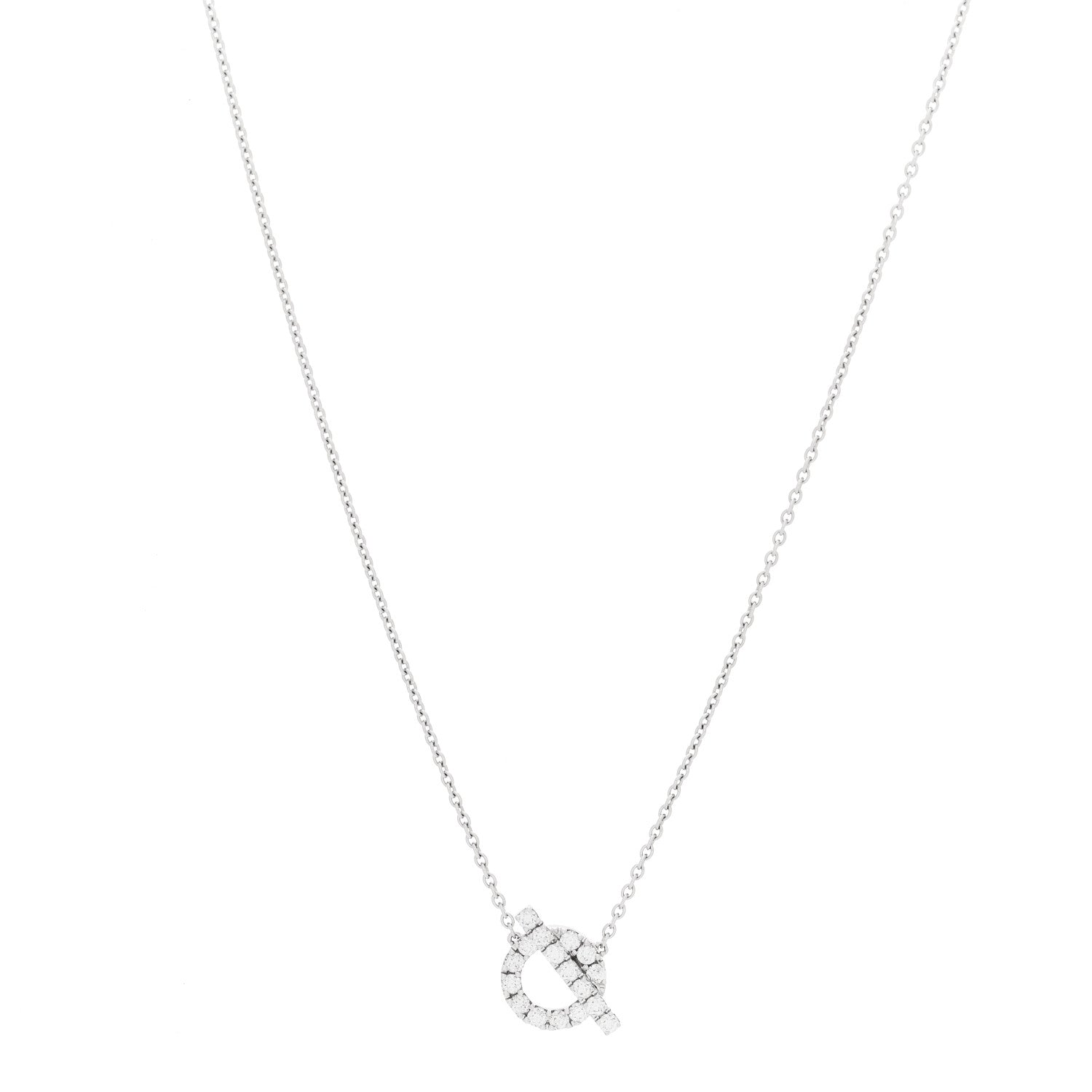 Hermes 18K White Gold Diamond Finesse Pendant Necklace 1 of 6