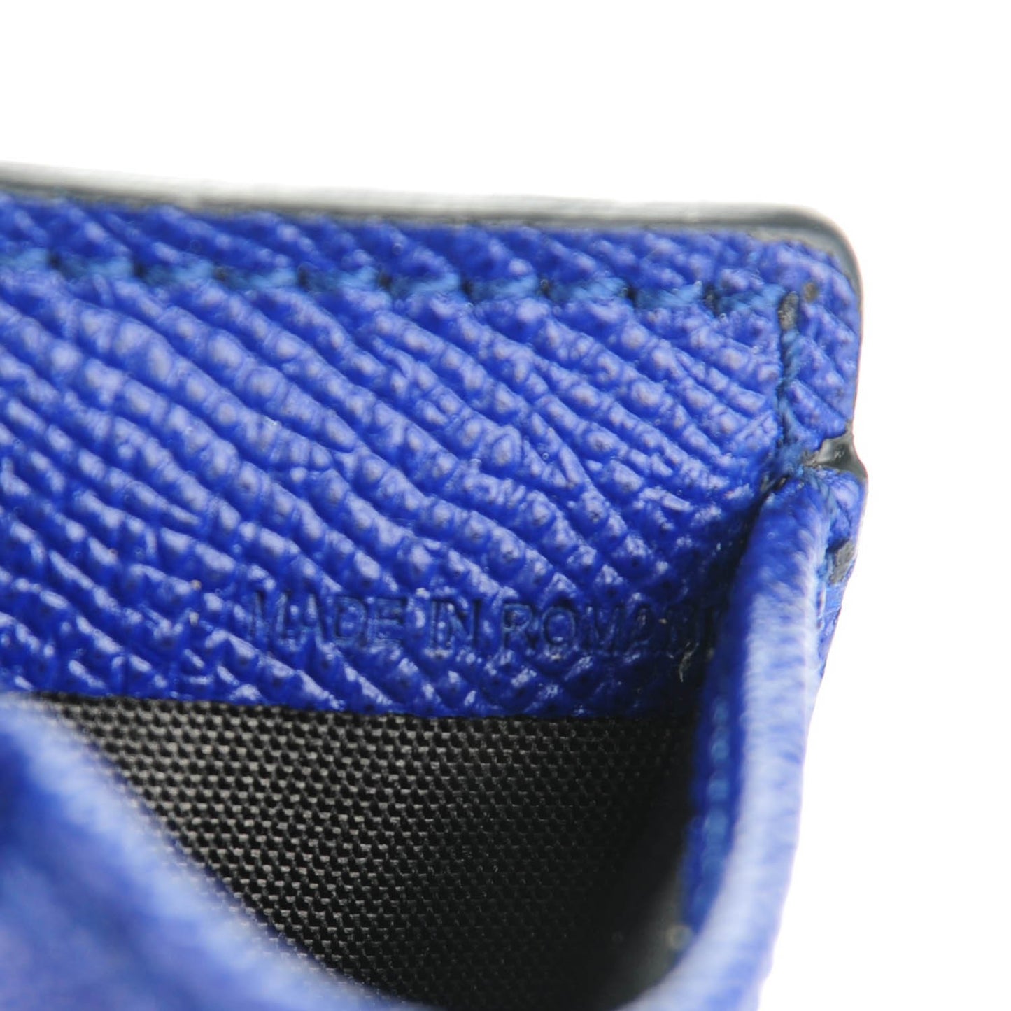 London Grainy Calfskin Bernie Credit Card Case Brillient Blue