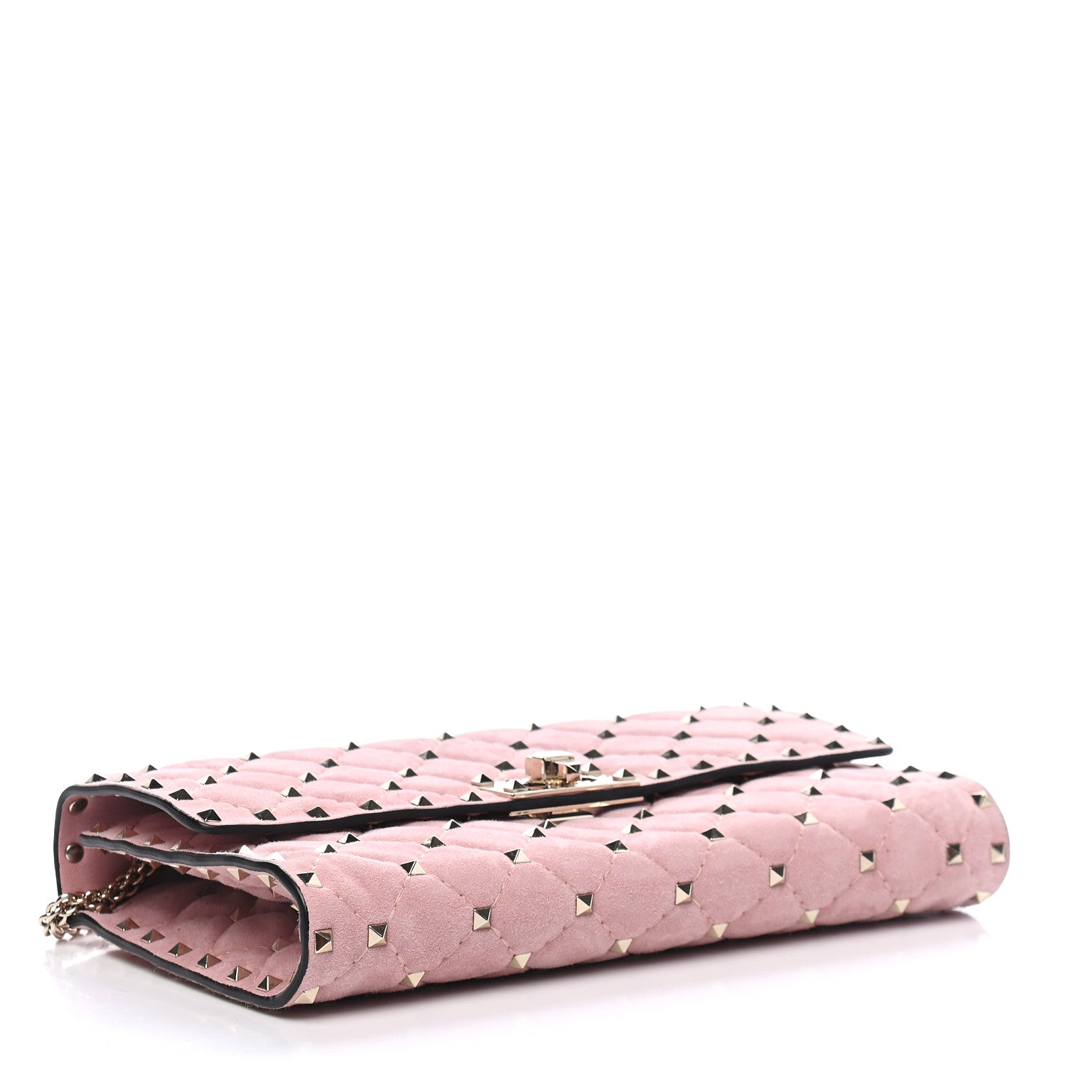 Valentino Garavani Suede Rockstud Spike Wallet on Chain Loto 4 of 9