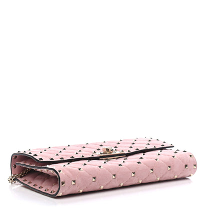Valentino Garavani Suede Rockstud Spike Wallet on Chain Loto 4 of 9