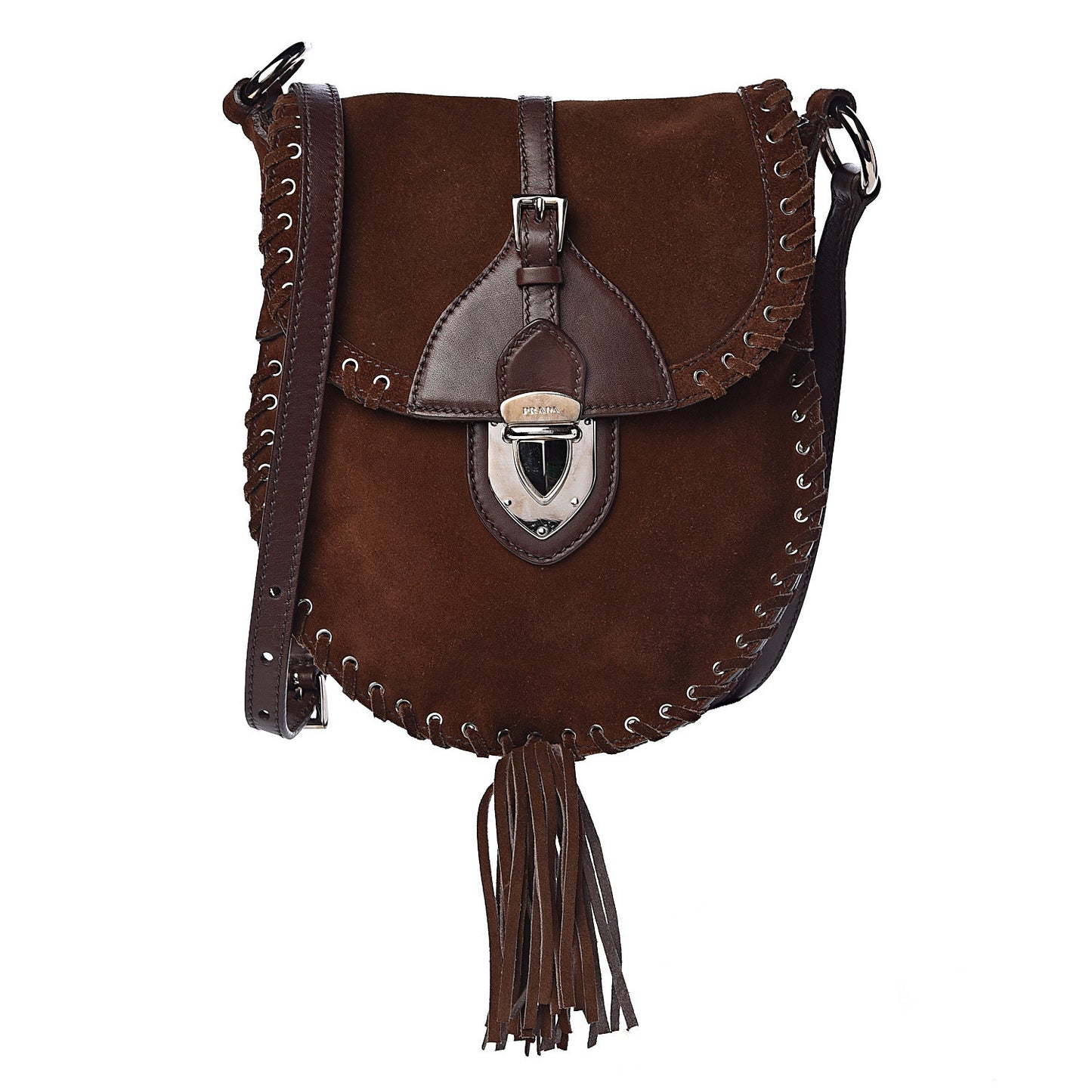 Suede Scamosciato Tassel Crossbody Brown