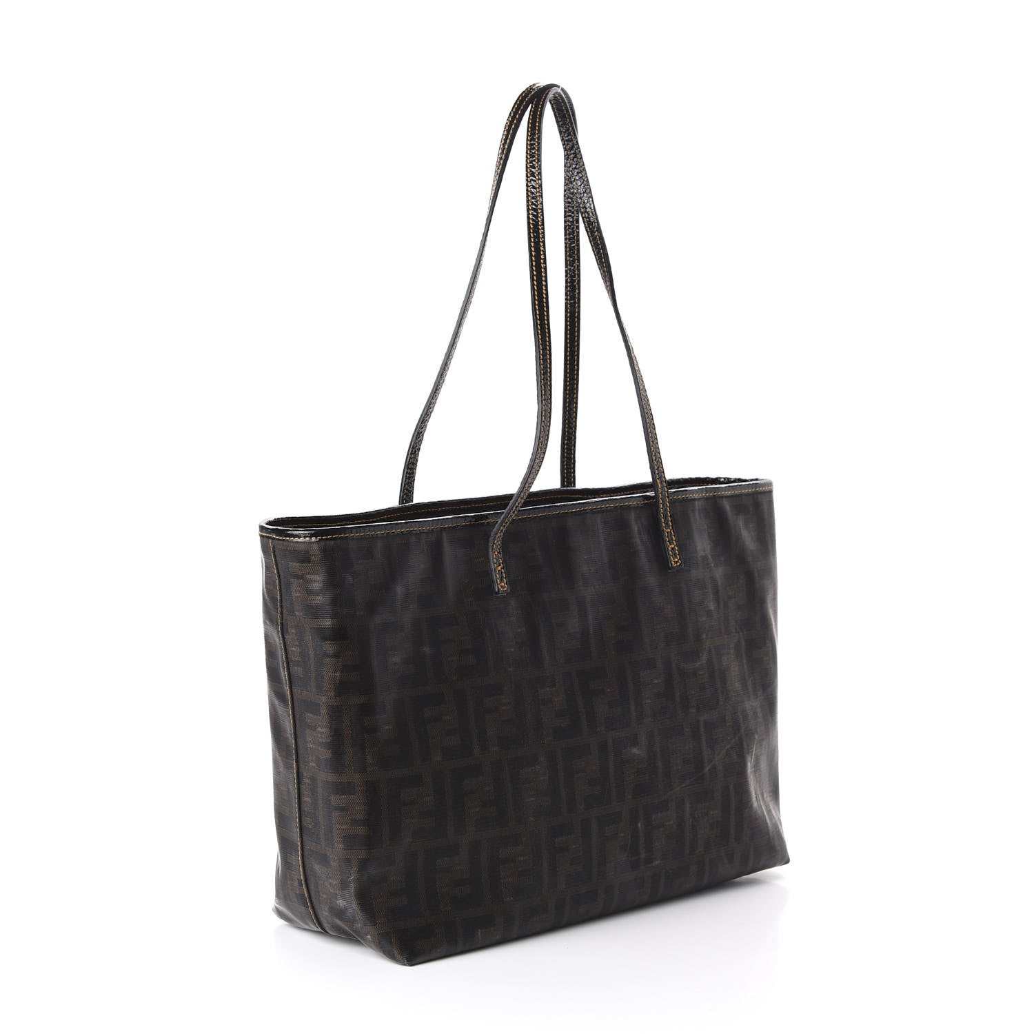 Fendi Zucca Spalmati Matrioska Small Roll Tote Tobacco Black 3 of 9
