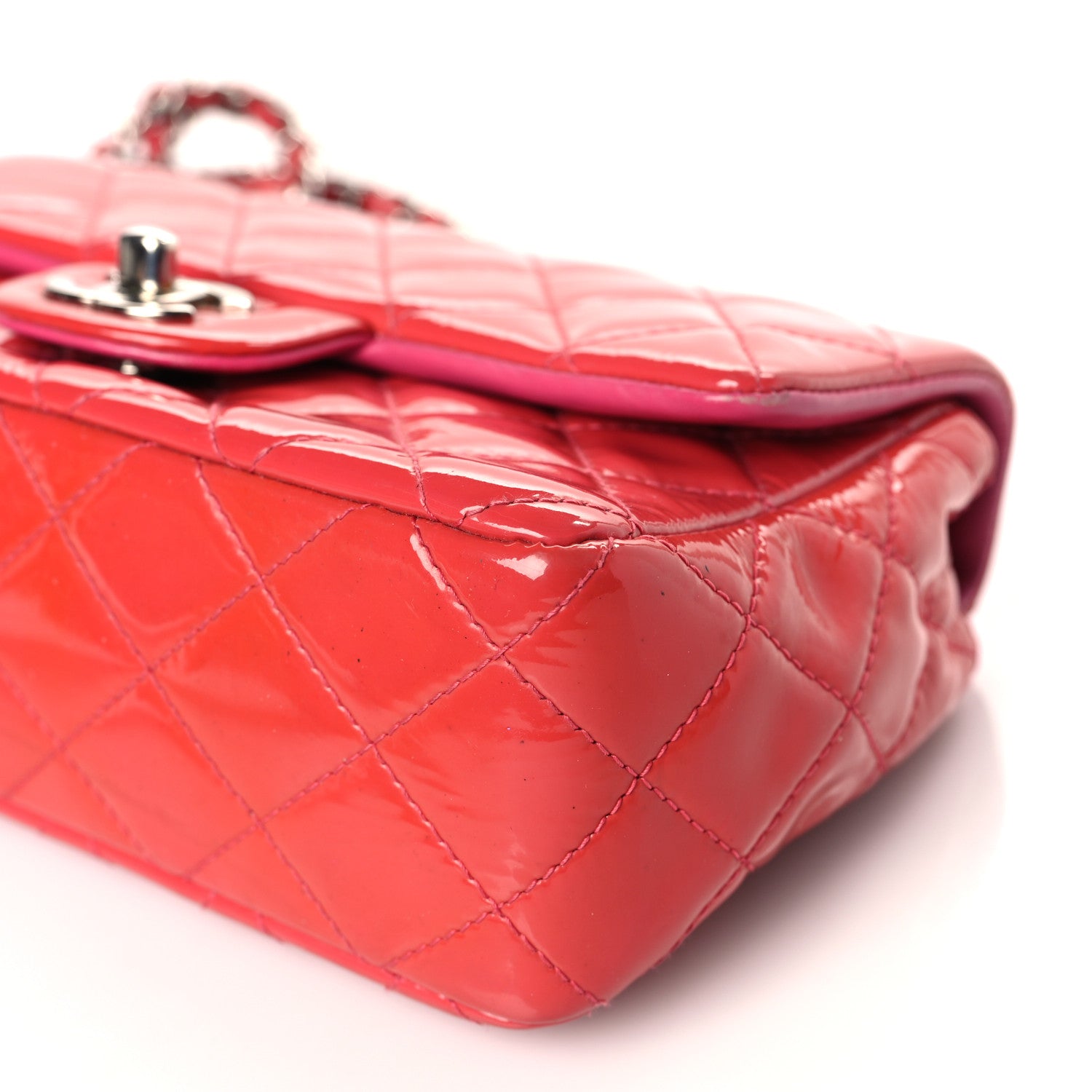 Chanel Patent Calfskin Quilted Mini Rectangular Flap Pink 9 of 10