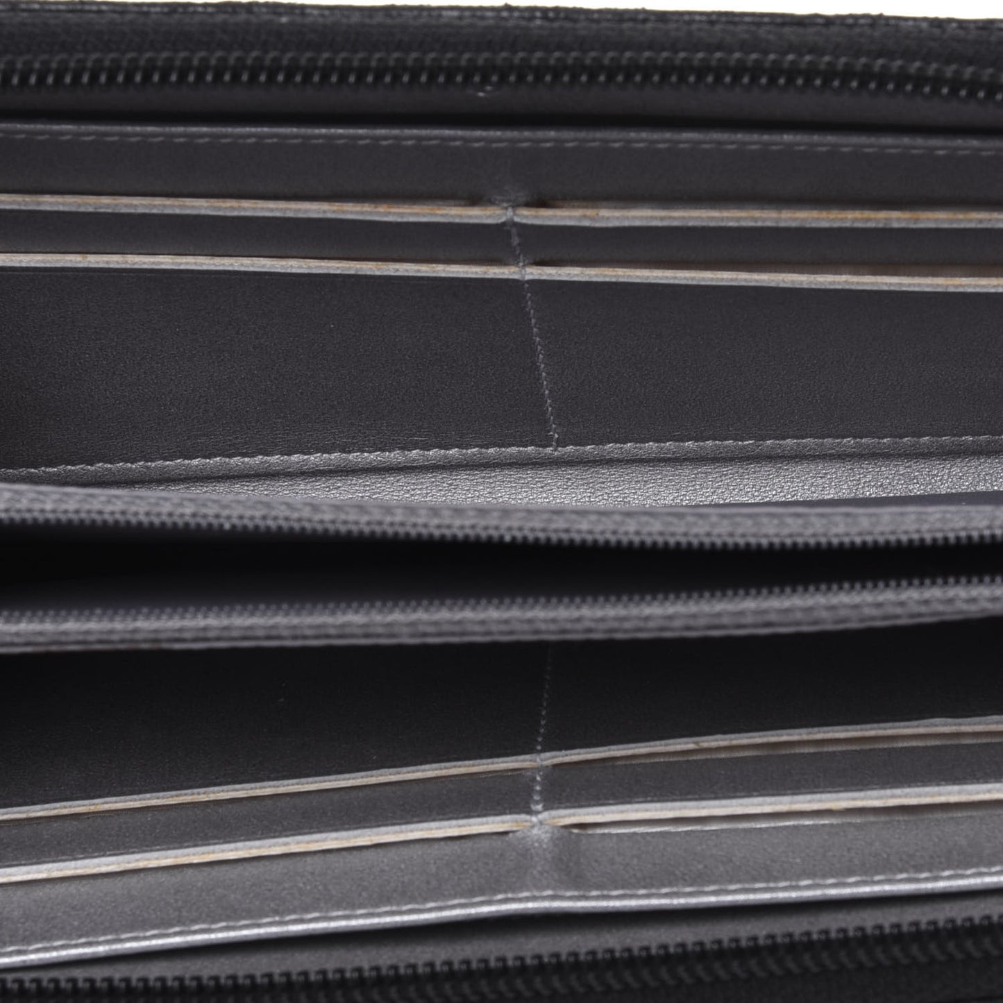 Lambskin Camellia Embossed Large Zip Around Gusset Wallet Black