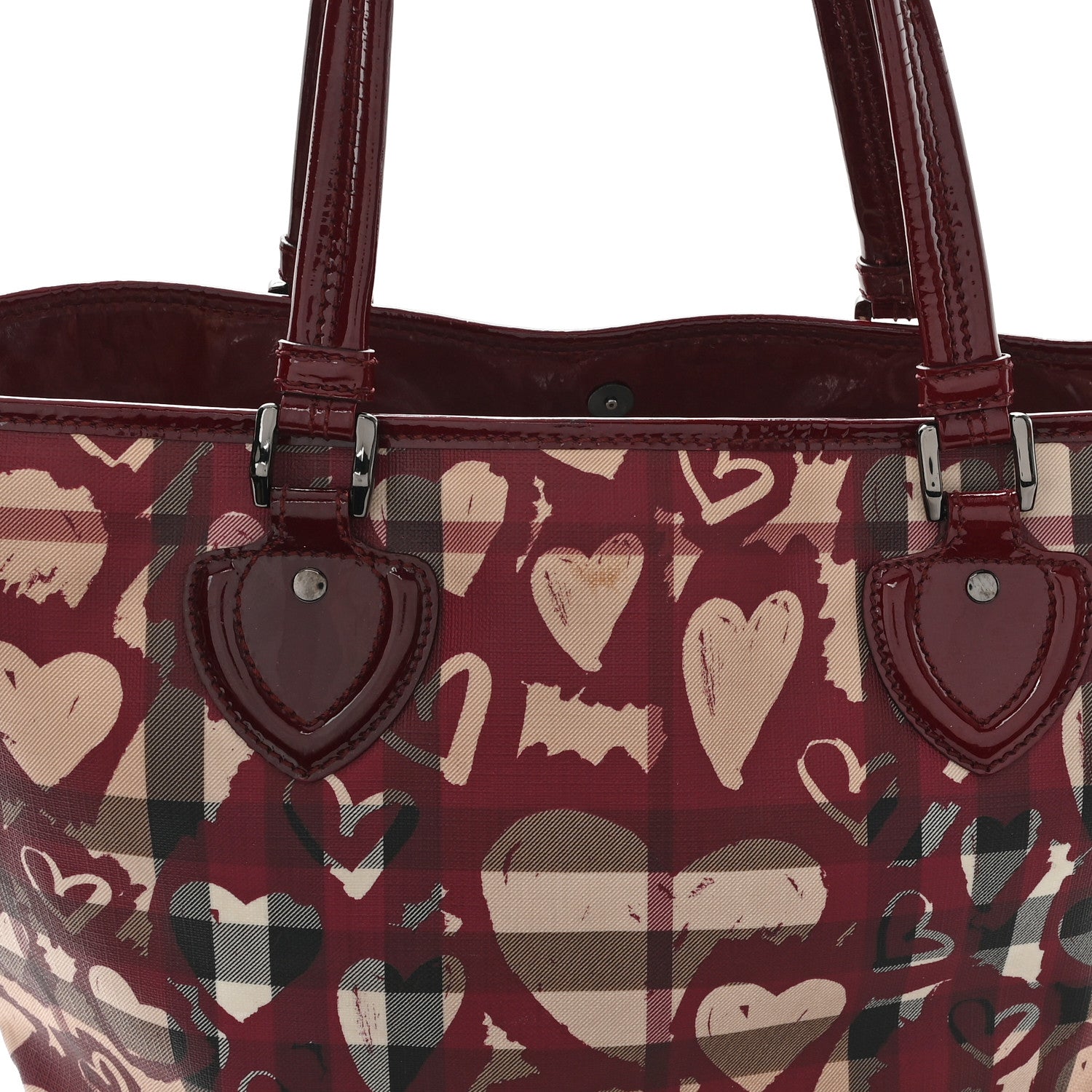 Burberry Nova Check Heart Tote Red 9 of 14