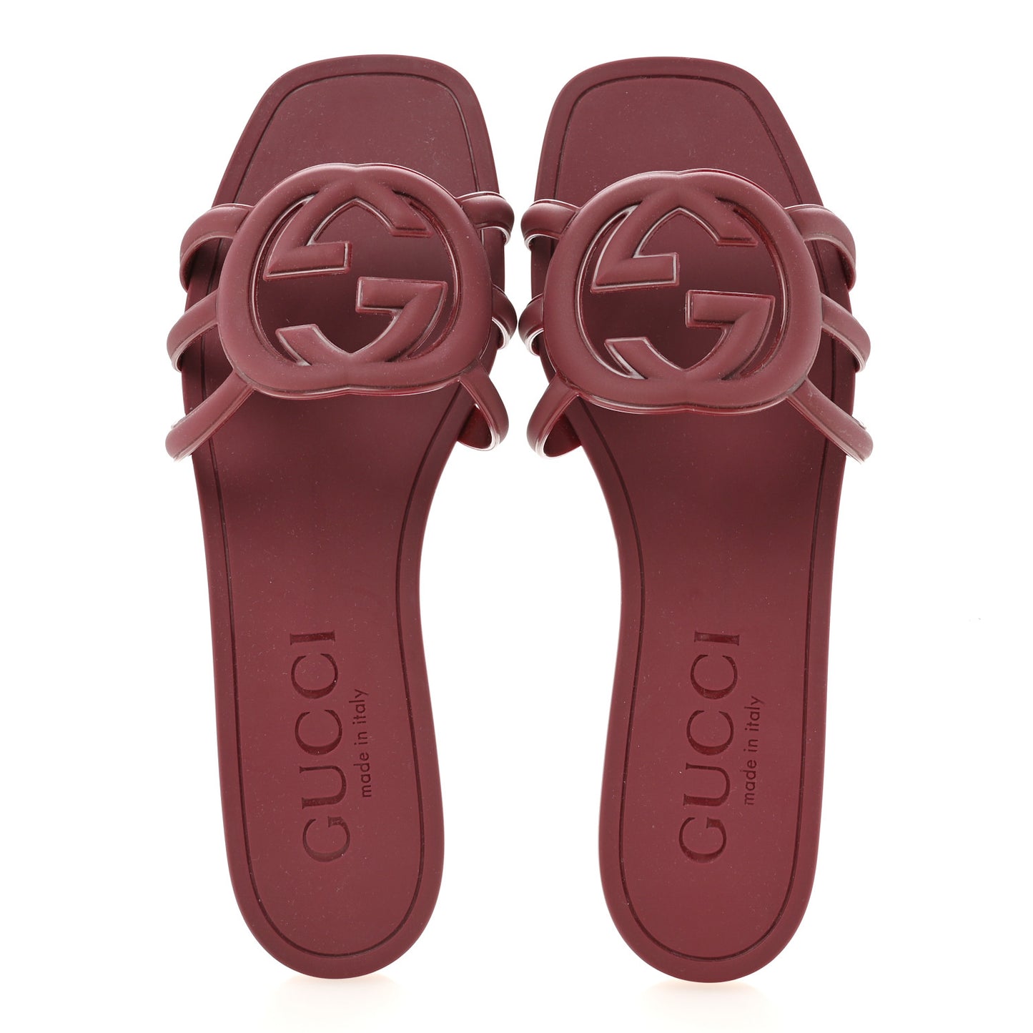 Rubber Womens Interlocking G Slide Sandals  39 Rosso Ancora