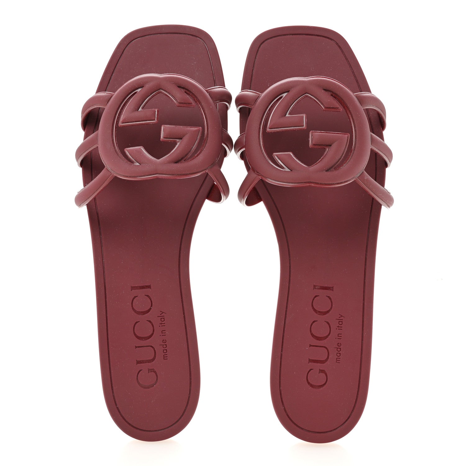 Gucci Rubber Womens Interlocking G Slide Sandals  39 Rosso Ancora 2 of 10